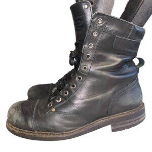 Diesel Men Combat Boots Sz 42.5 US 9.5 Black Leather Cassidy Distressed